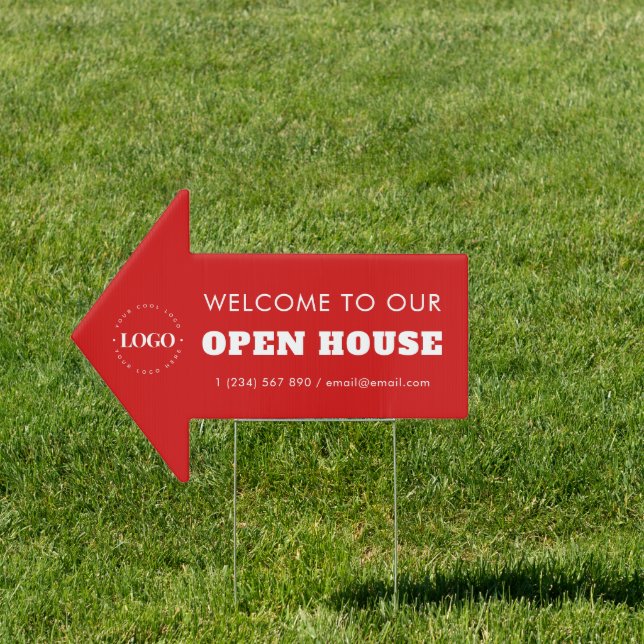 Red White Real Estate Logo Welcome Open House Sign (Insitu)