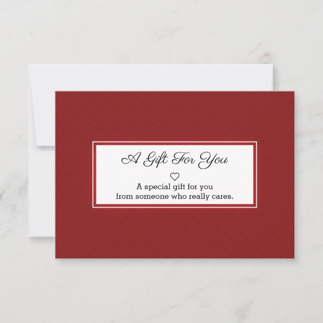 Red White Rectangle Frame Gifting Card (Front)