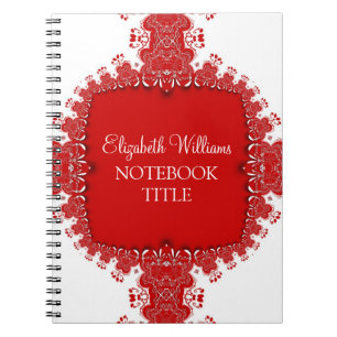 Red White Regal Decor Lace Notebook