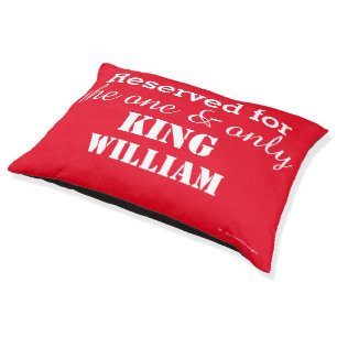 Red White Reserved for King Name  Pet Bed