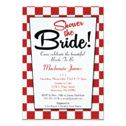 Red White Retro 50s Diner Bridal Shower Invitation