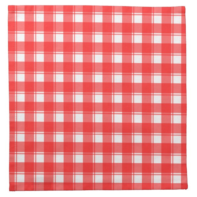 Red White Retro Plaid Cloth Napkin (Front)
