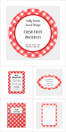 Red White Retro Plaid Custom Kitchen Designs