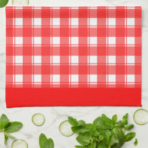 Red White Retro Plaid Patten Kitchen Towel