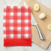 Red White Retro Plaid Patten Kitchen Towel (Quarter Fold)