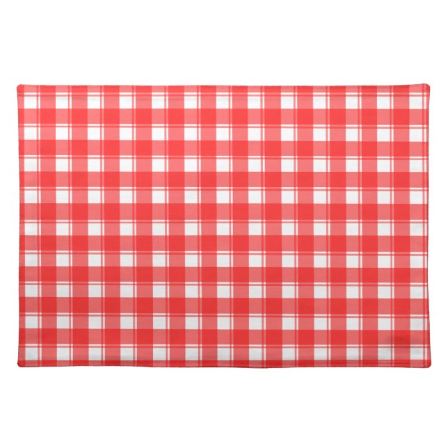 Red White Retro Plaid Placemat (Front)