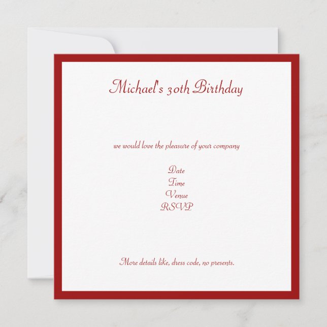 Red & White Retro Stripes Birthday Party Invitation (Front)