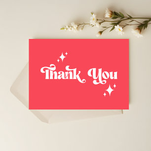 Red & White Retro Vintage Wedding Thank You Card