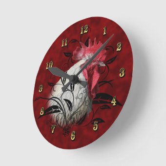 Red White Rooster Kitchen Wall Clock Zazzle   Red White Rooster Kitchen Wall Clock R205f46730a6e4163a819a86cfeb7d7f3 S0y30 8byvr 340 