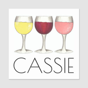 Red White Rosé Wine Glasses Sommelier Winery Name Tag