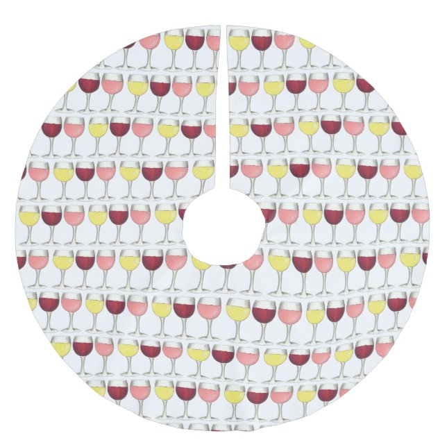 Red White Rosé Wine Glasses Winery Cocktails Brushed Polyester Tree Skirt (Front)