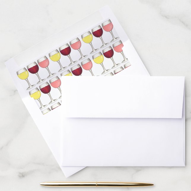 Red White Rosé Wine Glasses Winery Cocktails Envelope Liner (Desk)