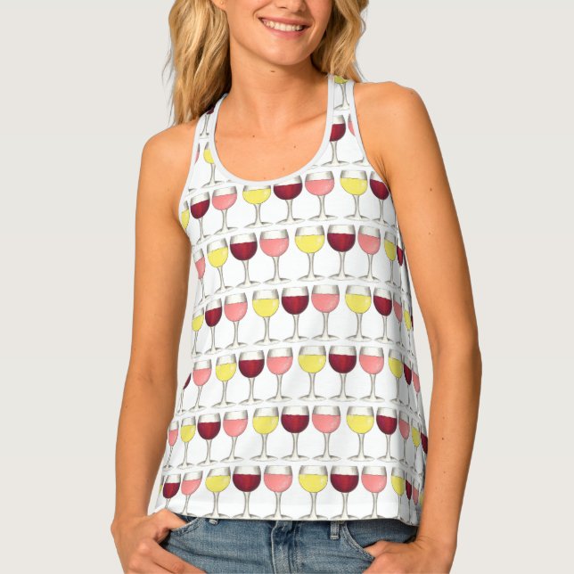 Red White Rosé Wine Glasses Winery Vino Tank Top (Front)