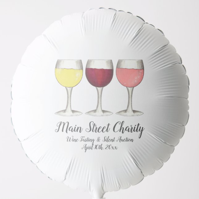 Red White Rosé Wines Glasses Winery Wine Tasting Balloon (Front)
