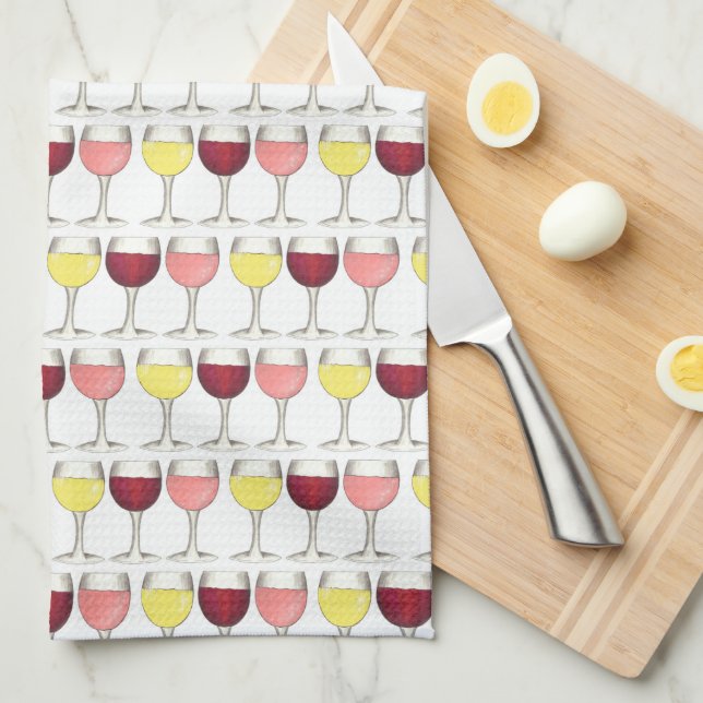 Red White Rosé Wines Glasses Winery Wine Tasting Kitchen Towel (Quarter Fold)