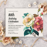Red White Roses 80th Birthday Invitation Postcard<br><div class="desc">Beautiful red and white roses women's 80th birthday party invitation postcard.  Text is fully customizable,  so this card can be designed for any age.  Contact us for help with customization or matching products.</div>