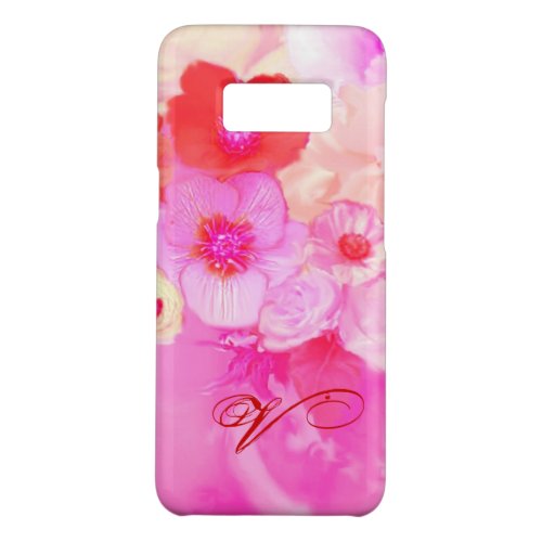 RED WHITE ROSES AND PINK ANEMONE FLOWERS MONOGRAM Case_Mate SAMSUNG GALAXY S8 CASE