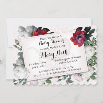 Red & White Roses Baby Shower Invite #2 by LilithDeAnu at Zazzle