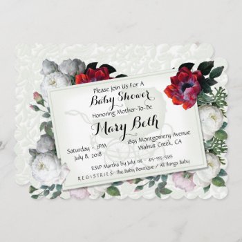 Red & White Roses Baby Shower Invite #3 by LilithDeAnu at Zazzle