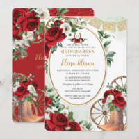 Red White Roses Charro Boots Sweet 16 Quinceañera