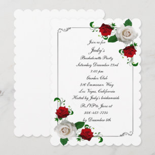 Red & White Roses Christmas Bachelorette Party Invitation