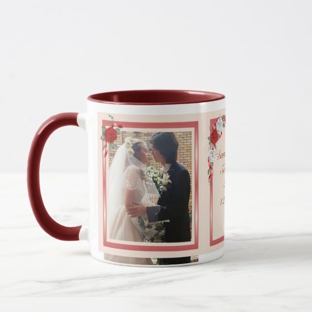 Red & White Roses Couples Ringer Mug (Left)