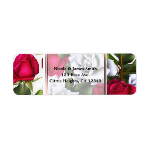 Red & White Roses Shabby Chic Rustic Modern Glam Label