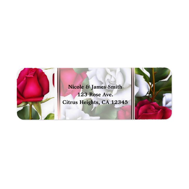 Red & White Roses Shabby Chic Rustic Modern Glam Label (Front)
