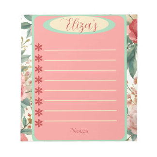 Red & White Roses Spring Floral Vintage Notepad