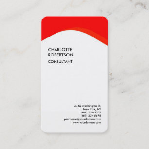 Red White Rounded Exclusive Special Modern Unique Business Card