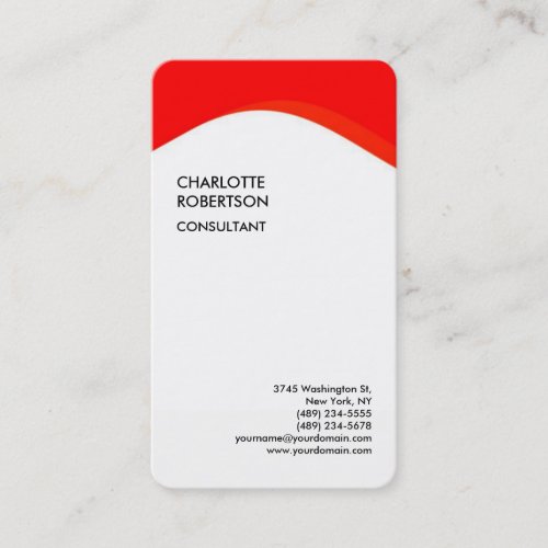 Red White Rounded Exclusive Special Modern Unique Business Card