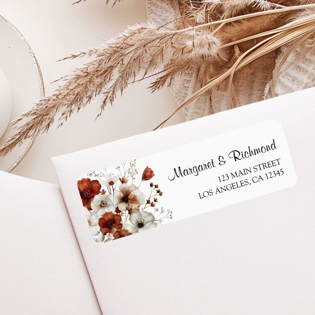 Red & White Rustic Floral Wedding Address Label (Creator Uploaded)