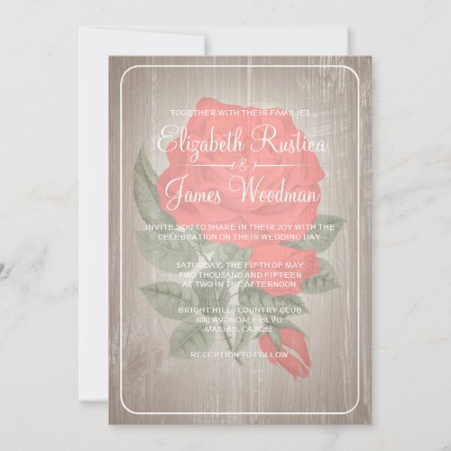 Red &amp; White Rustic Floral Wedding Invitations