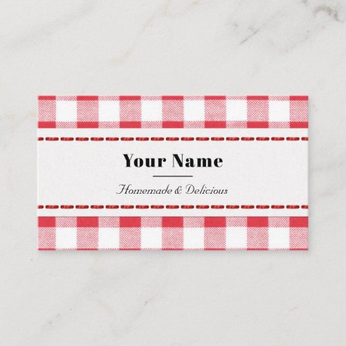 Red  White Rustic Plaid Homemade Business Card