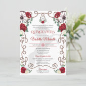 Red White Rustic Western Charro Quinceanera Invitation (Standing Front)