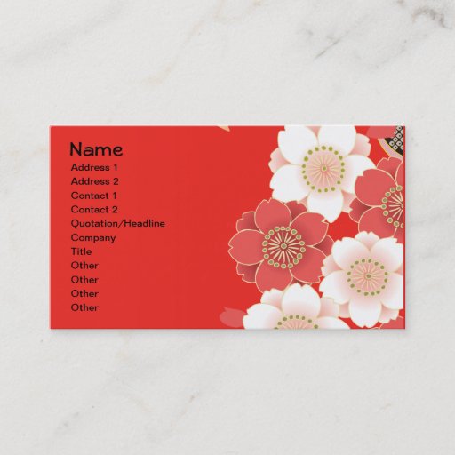 Customizable Cute Vintage Retro Floral Red White Vector Business Cards