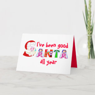 Red White Santa Christmas Holiday Card
