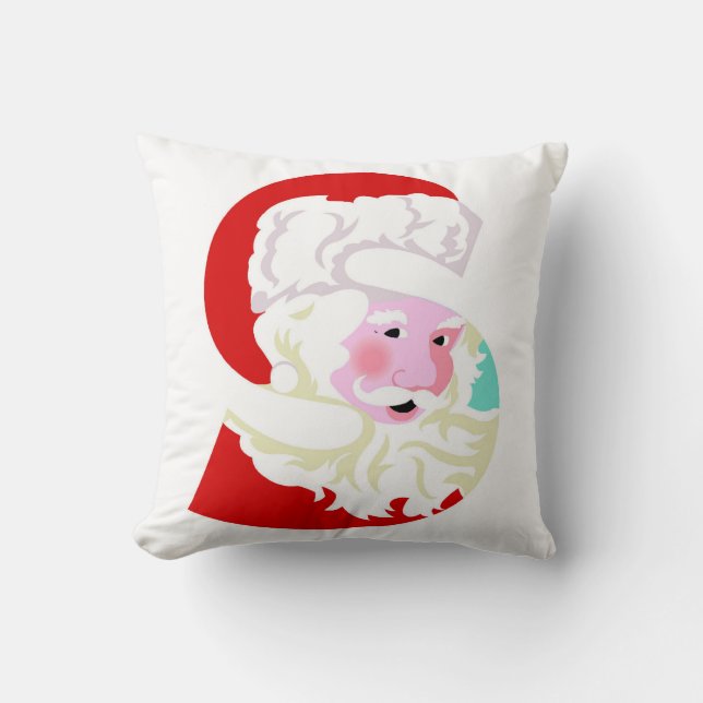 Red White Santa Christmas Holiday Throw Pillow (Front)