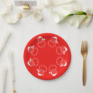 Red White Santa Christmas Holiday Xmas Paper Plates