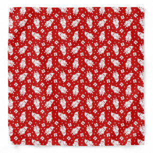 Red & White Santa Claus with Gifts Pattern Bandana