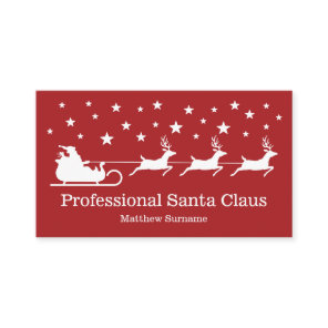 Red White Santa Sleigh Professional Santa Service Business Card