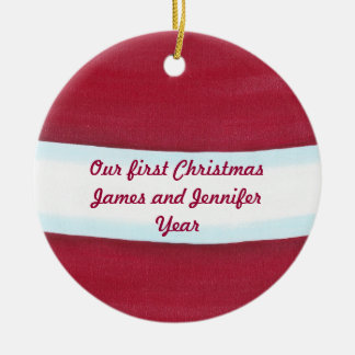 Red White Santa Waist Our First Christmas Ornament