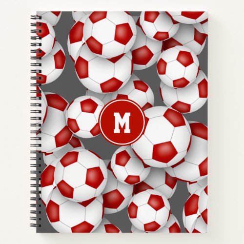 red white school team colors girls boys soccer notebook