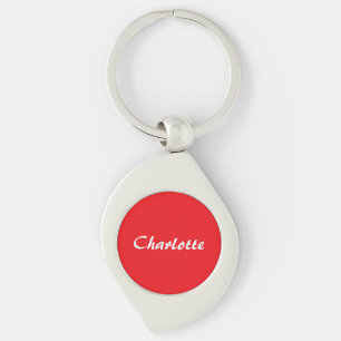 Red White Script Elegant Minimalist Modern Name Keychain