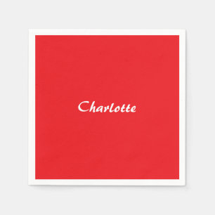 Red White Script Elegant Minimalist Modern Name Napkins
