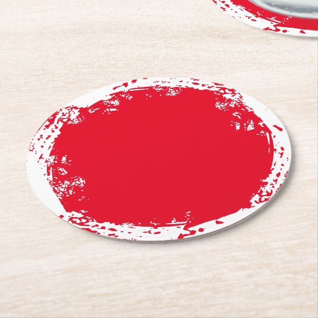 Red & White  Scruff Round Coasters (Angled)