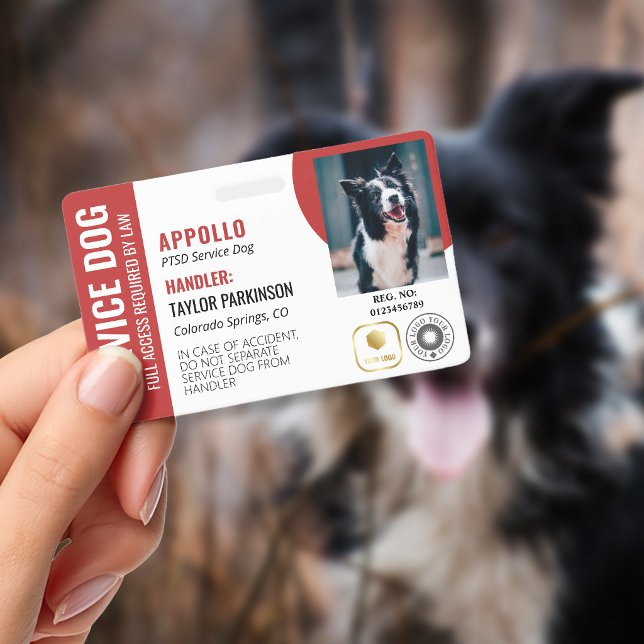 Red White Service Dog 2 Logos & Photo ID Badge (Creator Uploaded)