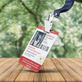 Red Official Service Animal Custom Photo ID Badge