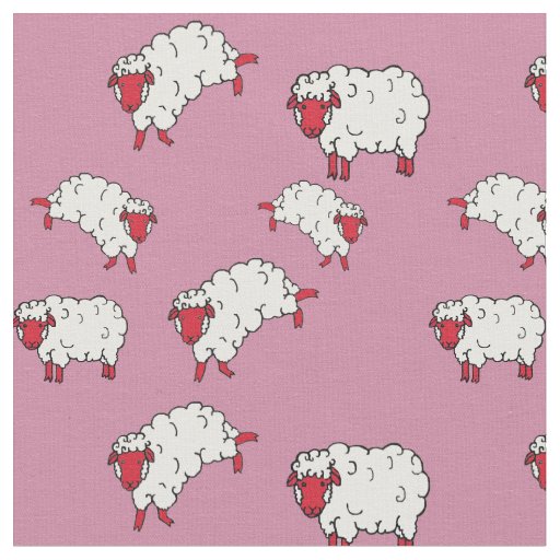 Red/white sheep/little lambs on pink 2 fabric