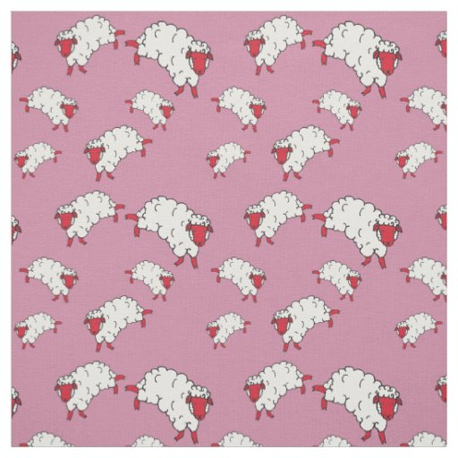Red/white sheep/little lambs on pink fabric
